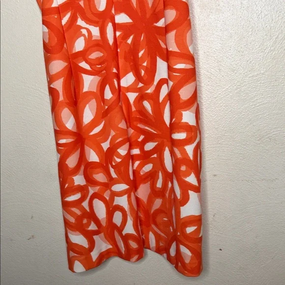 Trina Turk Orange & White Painterly Floral Halter Dress - Picture 11 of 15